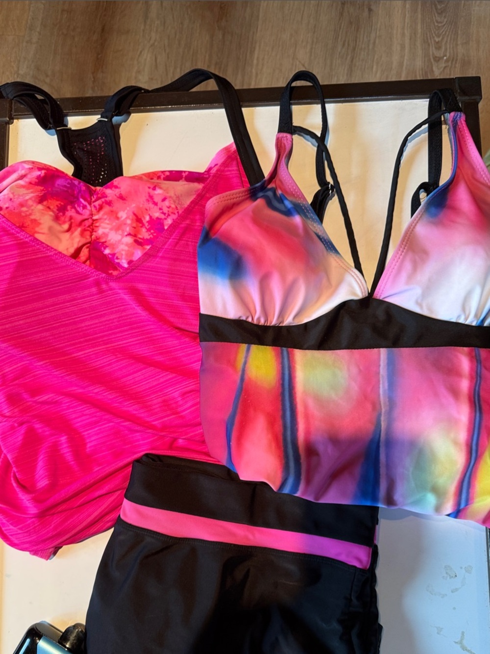 ZeroXposur Pink Tankini & Multicolor Tie-Dye Bikini Top Set
